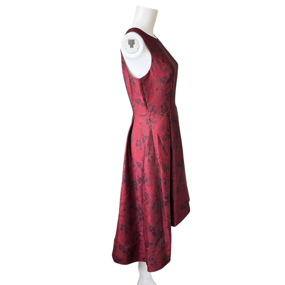 NEW White House Black Market Dress Sleeveless Jacquard Hi Lo Red Holiday Size 8 - Picture 4 of 8